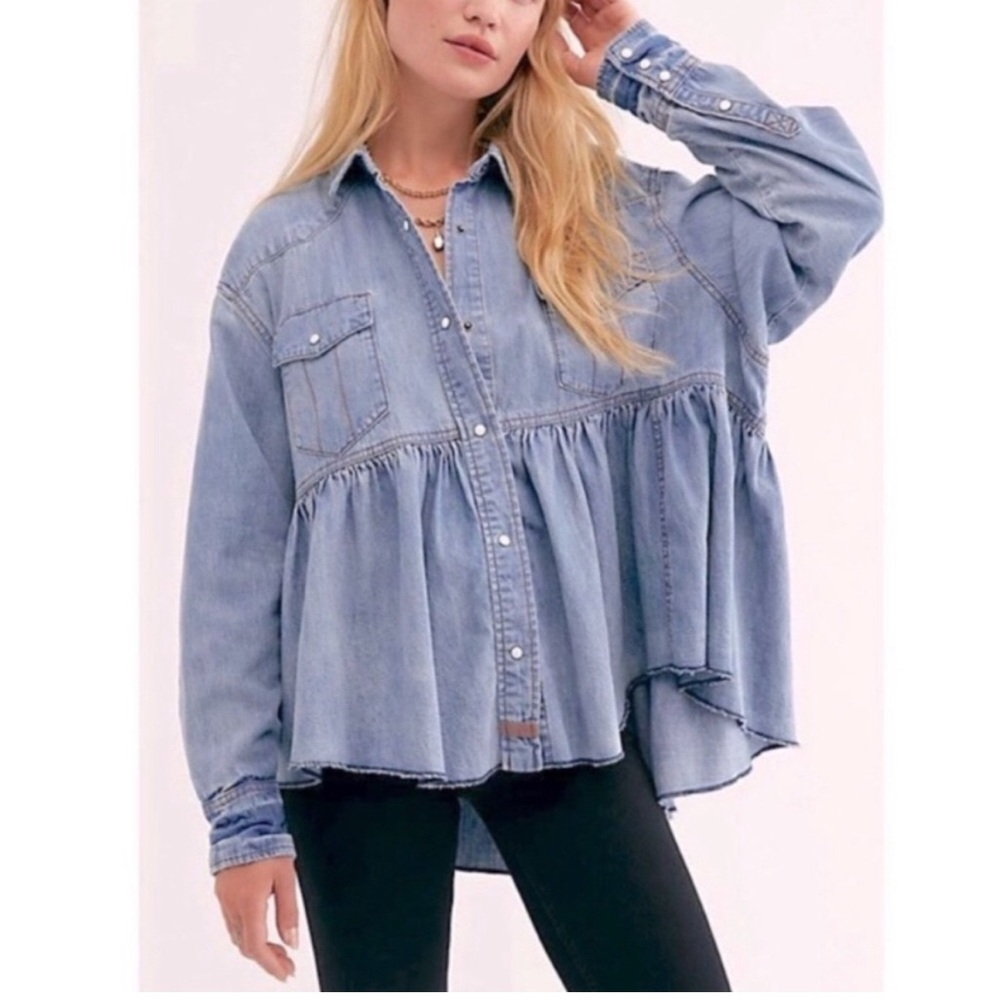 Free People Dylan Chambray babydoll top